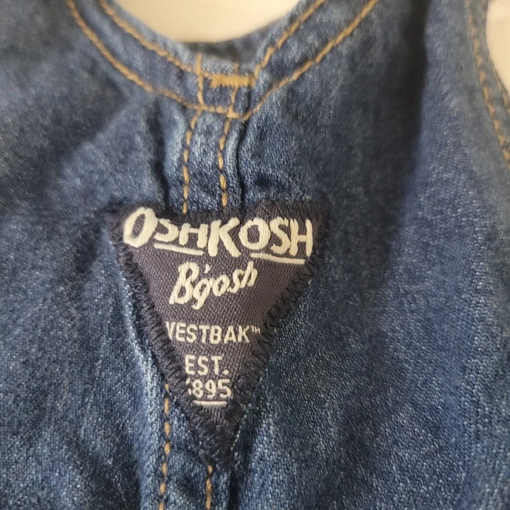 OshKosh Size 12M Overalls Baby Boy Lined Denim Vestbak Blue Snap Leg